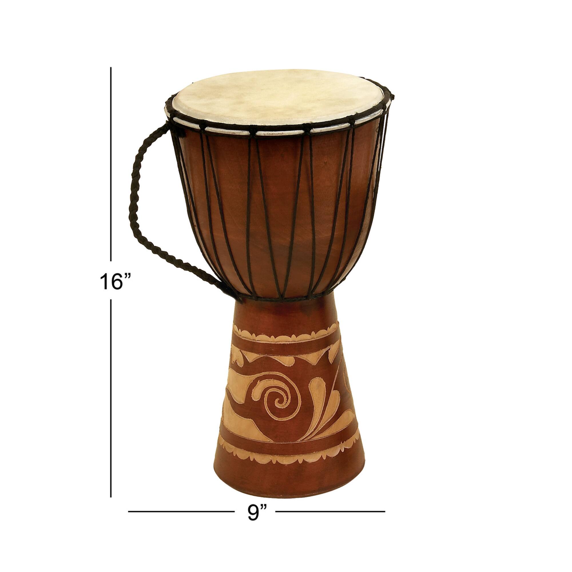 16" Brown Mahogany Drum Sculpture